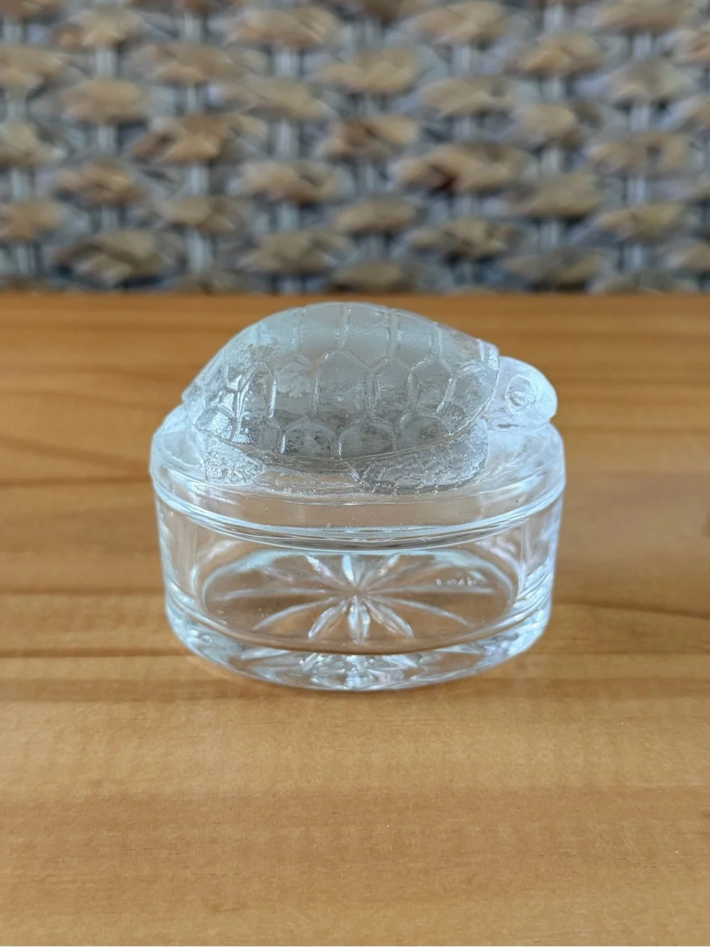 Turtle On Nest, Clear Glass, France, Small Oval Trinket Dish, Cottagecore